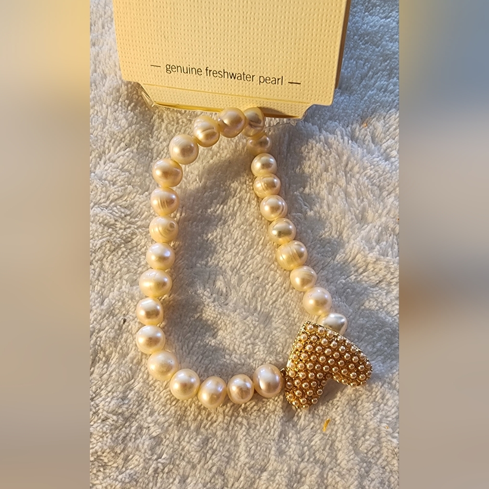 Lauren Conrad Faux Pearl Bracelet with Gold-Tone Heart Accent